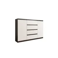 porto 1w - commode contemporaine meuble rangement chambre/salon - 140x40x98 cm 4 tiroirs/2 portes - finition gloss - buffet - wenge/blanc gloss