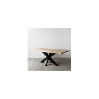 table plateau bois acacia métal noir 200x98cm indus 1329