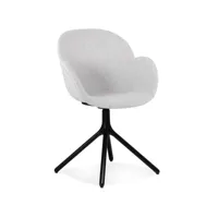 chaise avec accoudoirs 'libra' en tissu gris clair et métal noir chaise avec accoudoirs 'libra' en tissu gris clair et métal noir
