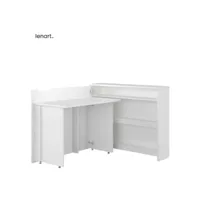 lenart bureau extensible avec rangement work concept cw01 l gauche 115 cm blanc brillant
