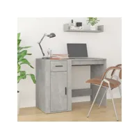 bureau - bureau informatique table d'ordinateur - gris béton 100x49x75 cm bois d'ingénierie meuble pro frco90404