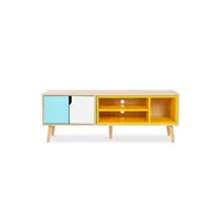 meuble tv en bois - design scandinave - bjorn multicolore