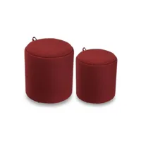 versa bangalore tabouret puff carré repose-pieds pour le salon ou la chambre, lot de 2, avec espace de rangement, dimensions (h x l x l) 44 x 39 x 39 cm, coton, couleur: rouge 22050032