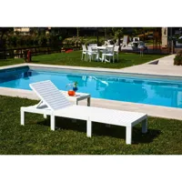 bains de soleil caserta, transat de jardin réglable, lit d'extérieur, 100% made in italy, 195x65h78 cm, blanc 8052773586559