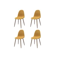 chaises de salle à manger, lot de 4, chaises d'appoint rembourrées en tissu pour la cuisine avec pieds en métal, chaises de cuisine modernes du milieu du siècle à dossier coussiné pour le salon, coffee home, jaune