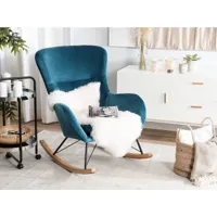 chaise à bascule en velours bleu azur ellan 160464