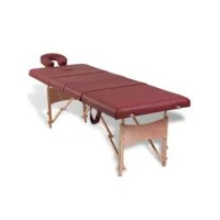 vidaxl table pliable de massage rouge 4 zones avec cadre en bois 110094