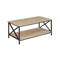 tectake table basse pittsburgh 100x55x45,5cm - bois clair industriel, chêne sonoma 404438