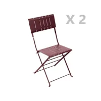 2 chaises de jardin pliables design nasca - bordeaux
