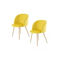 lot de 2 chaises fait main ana jaune 56x54 en polyester doux et soyeux