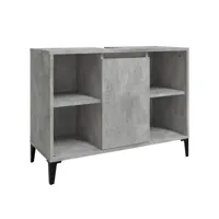 meuble d'évier- meuble sous lavabo - armoire sous vasque gris béton 80x33x60 cm bois d'ingénierie pewv59252 meuble pro