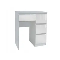 ada - bureau droit 4 tiroirs taille compacte - 90x50x76.5 - bureau avec rangement - finition gloss - blanc