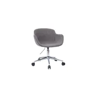 chaise de bureau à roulettes en tissu effet velours gris et acier chromé aaron