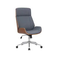 fauteuil de bureau varel en similicuir coque de siège en bois , noyer / gris
