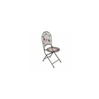 chaise de jardin papillon siège fauteuil assise pliante de salon de jardin intérieur extérieur fer marron 41x51x96cm