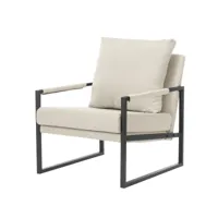 scott-fauteuil lounge en tissu coloris lin et pieds métal noir