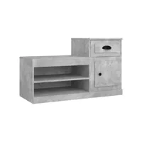 moderne armoire à chaussures gris béton 100x42x60 cm bois d'ingénierie - meuble étagère à chaussures