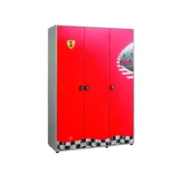 armoire enfant 3 portes rouge racing kup 135cm