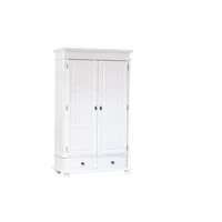armoire danz fonctionnelle 2 portes 2 tiroirs 5 niches et penderie en bois massif blanc fsc