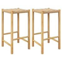 giantex lot de 2 tabourets de bar - chaises de bar - chaise de salle à manger - chaise de cuisine - bois et papier tressé - tabouret de comptoir de bistro avec repose-pieds - tabouret de cuisine -