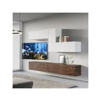 meuble tv mural suspendu bois blanc salon moderne a04 itamoby