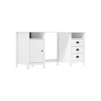 bureau  bureau d'ordinateur bureau informatique hill range blanc 150x50x74 cm bois de pin solide meuble pro frco34866