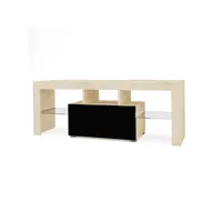 3xeliving meuble tv selma 160 cm chêne lefkas noir brillant largeur: 160cm, profondeur: 35cm, hauteur: 48 cm.