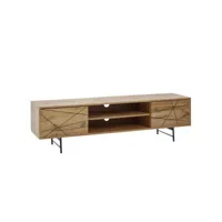 finebuy meuble tv bois décor chêne 160x45x40 cm lowboard tv commode  étagère pour la télévision - pour téléviseur jusqu'à 70 pouces - panneau de télévision avec rangement