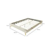 cadre de lit lora en tissu avec sommier à lattes - gris clair, largeur - 140 cm