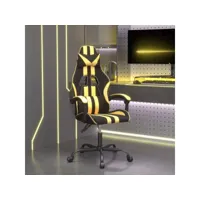 fauteuil gamer pivotante chaise de bureau - fauteuil de jeu noir et doré similicuir meuble pro frco30840