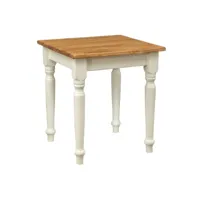 table à rallonge style  champêtre en bois massif de tilleul avec structure antique blanche et plateau en finition naturelle