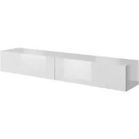meuble tv slide 200  - 200 x 30 x 40 cm - blanc/blanc brillant