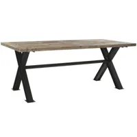 table à manger table repas rectangulaire en métal coloris noir et pin recyclé marron - longueur 200 x hauteur 78 x profondeur 100 cm