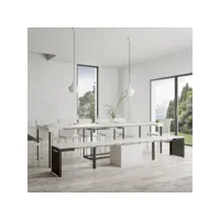 banc extensible blanc 55x40-305cm entrée cuisine salle à manger walk itamoby
