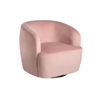 fauteuil pivotant en velours rose pâle, 80x83x74 cm