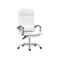 vidaxl fauteuil de massage inclinable de bureau blanc similicuir