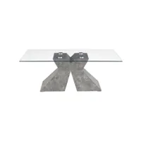 table de salon avec plateau en verre et base en bois-ciment - scirocco