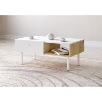 3xeliving table basse agness table d'appoint table basse table d'ordinateur portable pour salon ou chambre, couleur artisan oak white