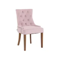 chaise de salle à manger aberdeen en velours avec piètement en bois d'hévéa , rose/antique clair