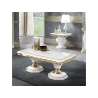 table basse rectangulaire blanc-or - adele - table basse : l 130 x l 70 x h 44 cm