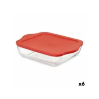 boîte à lunch borcam rouge transparent verre borosilicaté 2 l (6 unités)