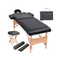 vidaxl table de massage pliable et tabouret 10 cm d'épaisseur noir 110155