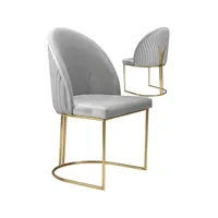 lot de 2 chaises de salle à manger design revêtement en velours gris clair et piètement en acier inoxydable doré l. 51 x p. 54 x h. 91 cm collection vasco viv-113432
