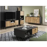 ensemble de meubles salon 2 - noir mat - chêne wotan - style moderne bospe
