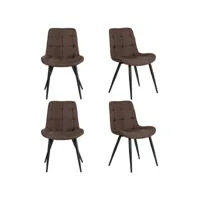 lot de 4 chaises en tissu marron avec pieds métal noir - jaelle