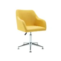 chaise avec accoudoirs pivotante tissu jaune et métal chromé isus - lot de 2