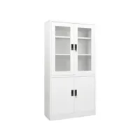 armoire de bureau blanc 90x40x180 cm acier