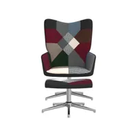 fauteuil salon - fauteuil de relaxation avec repose-pied patchwork tissu 62x68x98 cm - design rétro best00001587672-vd-confoma-fauteuil-m05-788