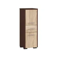 astoria - armoire colonne de salle de bain contemporaine 85x30x30 cm - meuble de rangement design moderne - wengé/sonoma