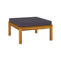 repose-pied avec coussin, tabouret pouf, tabouret bas pour salon ou chambre gris foncé bois d'acacia massif lqf85515 meuble pro